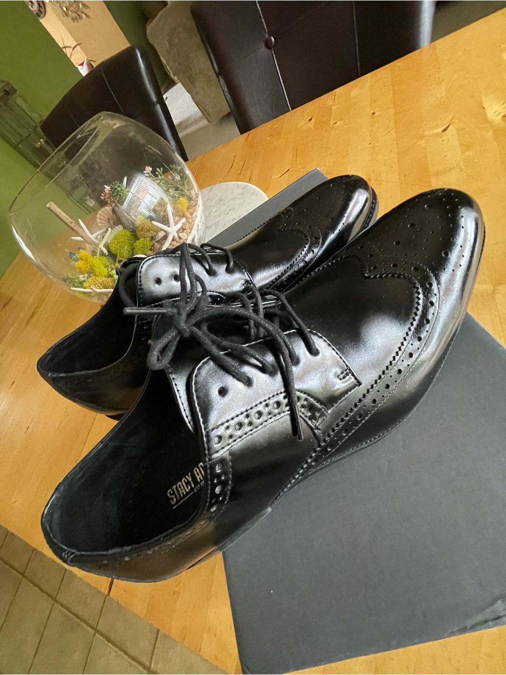 Stacy Adams Black Leather Wingtip Dress Oxfords
